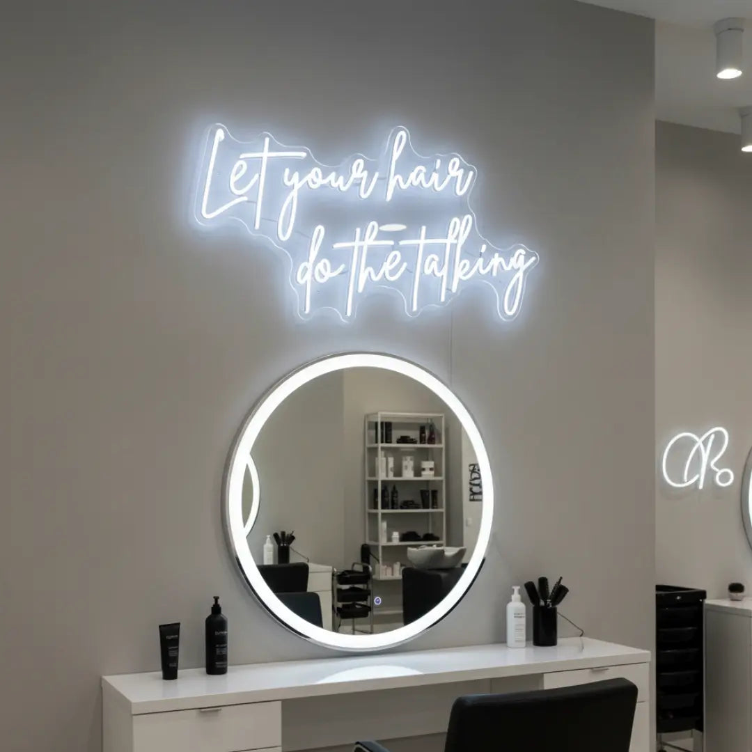 Let Your Hair Do The Talking Neon Sign – LED Wall Light for Salons & Beauty Studios