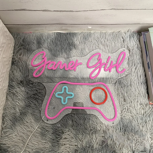 Gamer Girl Game Pad Neon Sign for Bedrooms