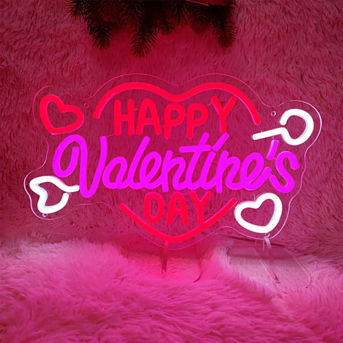 Happy Valentine's Day Neon Sign – LED Light for Wall Décor