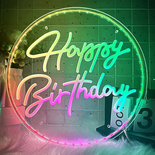 Happy Birthday Neon Sign – LED Light for Party Backdrop & Celebrations - Neon Brothers