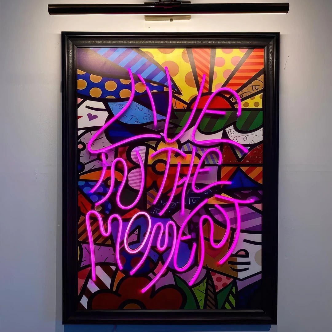 Live In The Moment Neon Painting – A Bold & Inspiring Glow for Any Space - Neon Brothers