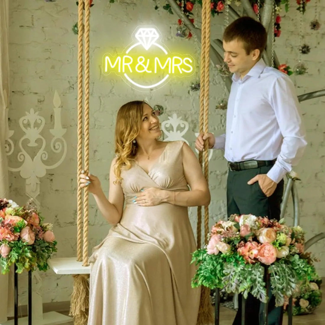 Mr & Mrs Neon Sign – Elegant LED Wall Decor for Weddings & Romantic Spaces - Neon Brothers