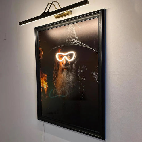 Neon Glasses Wizard Art – LED Framed Canvas for Unique Wall Decor - Neon Brothers