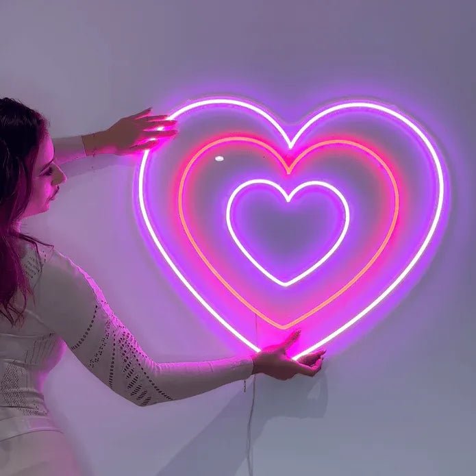 Romantic Hearts Neon Sign – 50 CM LED Wall Light for Home, Bedroom, Wedding, Party, and Valentine's Day Décor - Neon Brothers