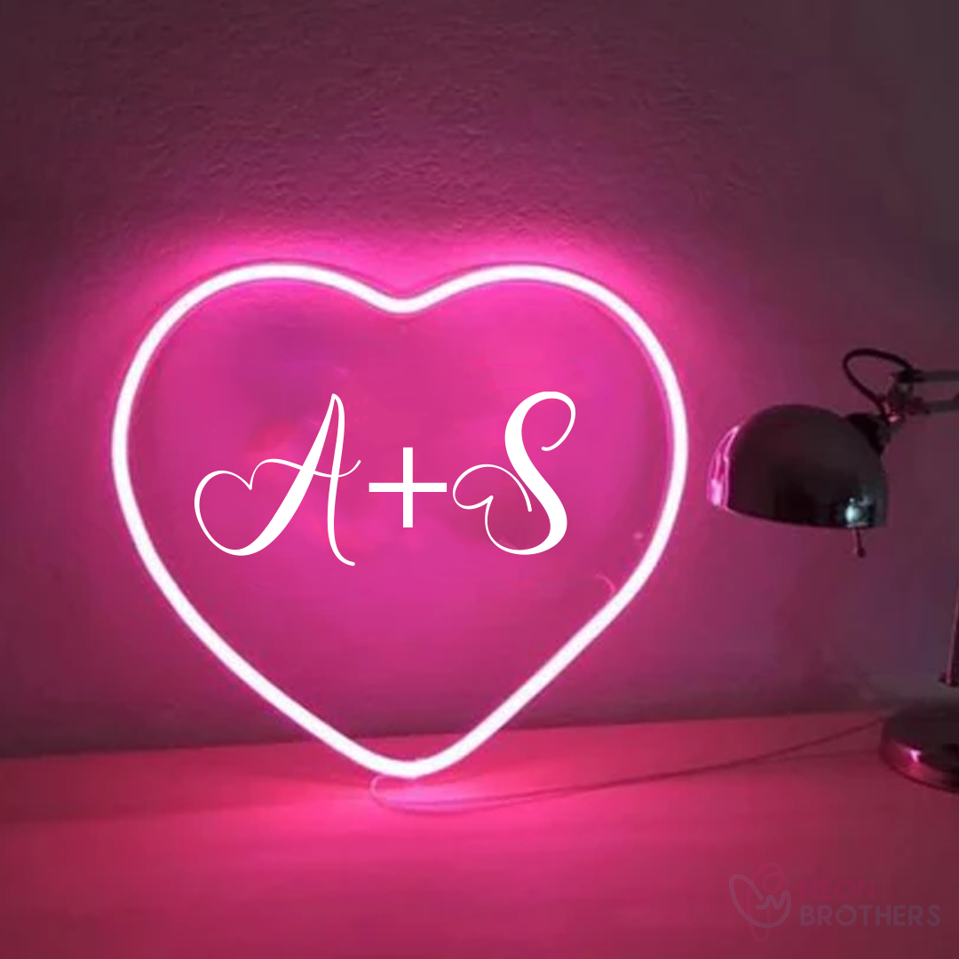 Custom Initial - Laser Engraved Heart Neon Sign