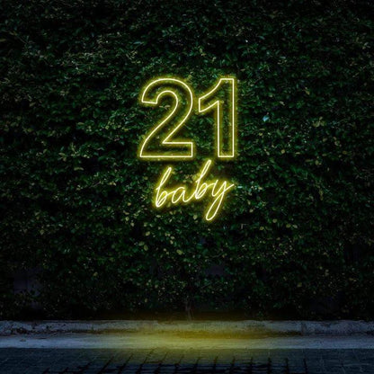 "21 BABY" BIRTHDAY NEON SIGN - Neon Brothers - #tag1# - #tag2# - #tag3# - #tag4# - "21 BABY" BIRTHDAY NEON SIGN