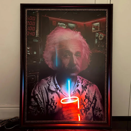 Albert Einstein Neon Painting – A Brilliant Fusion of Art & Light