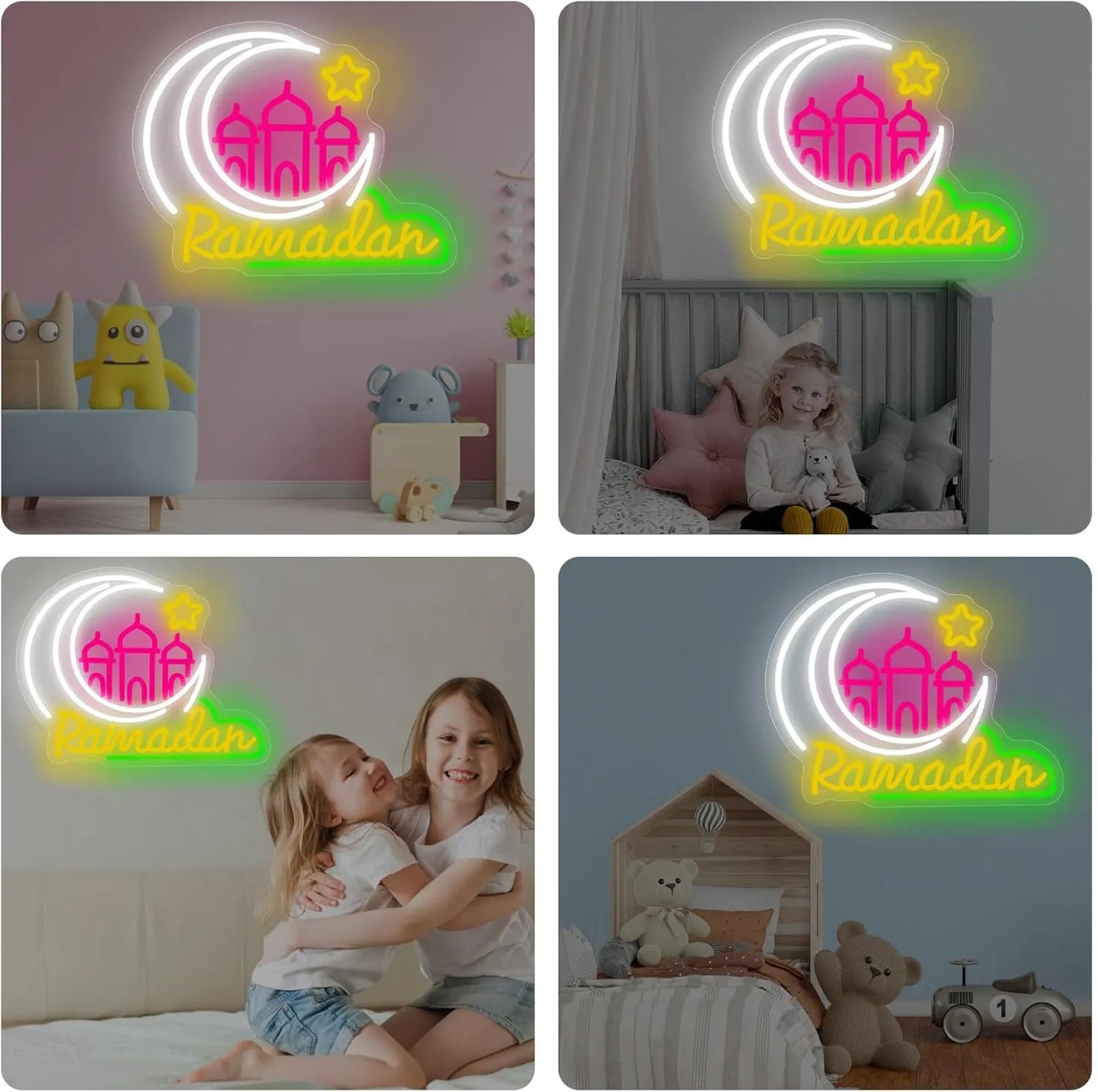 Moon Castle Neon Sign – Ramadan Festival LED Light for Kids' Room & Wall Décor