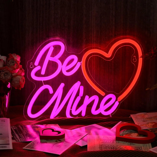 "Be Mine" Valentine's Day Neon Sign – Heart Shaped LED Neon Sign