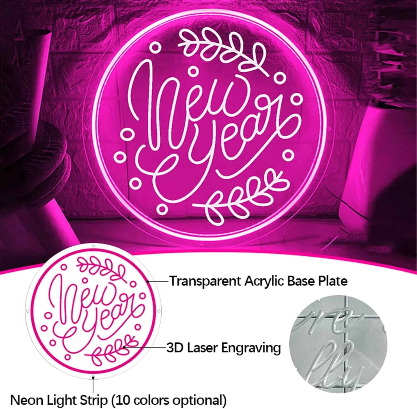 Celebrate New Year 2025 with Our 3D Engraving Neon Sign