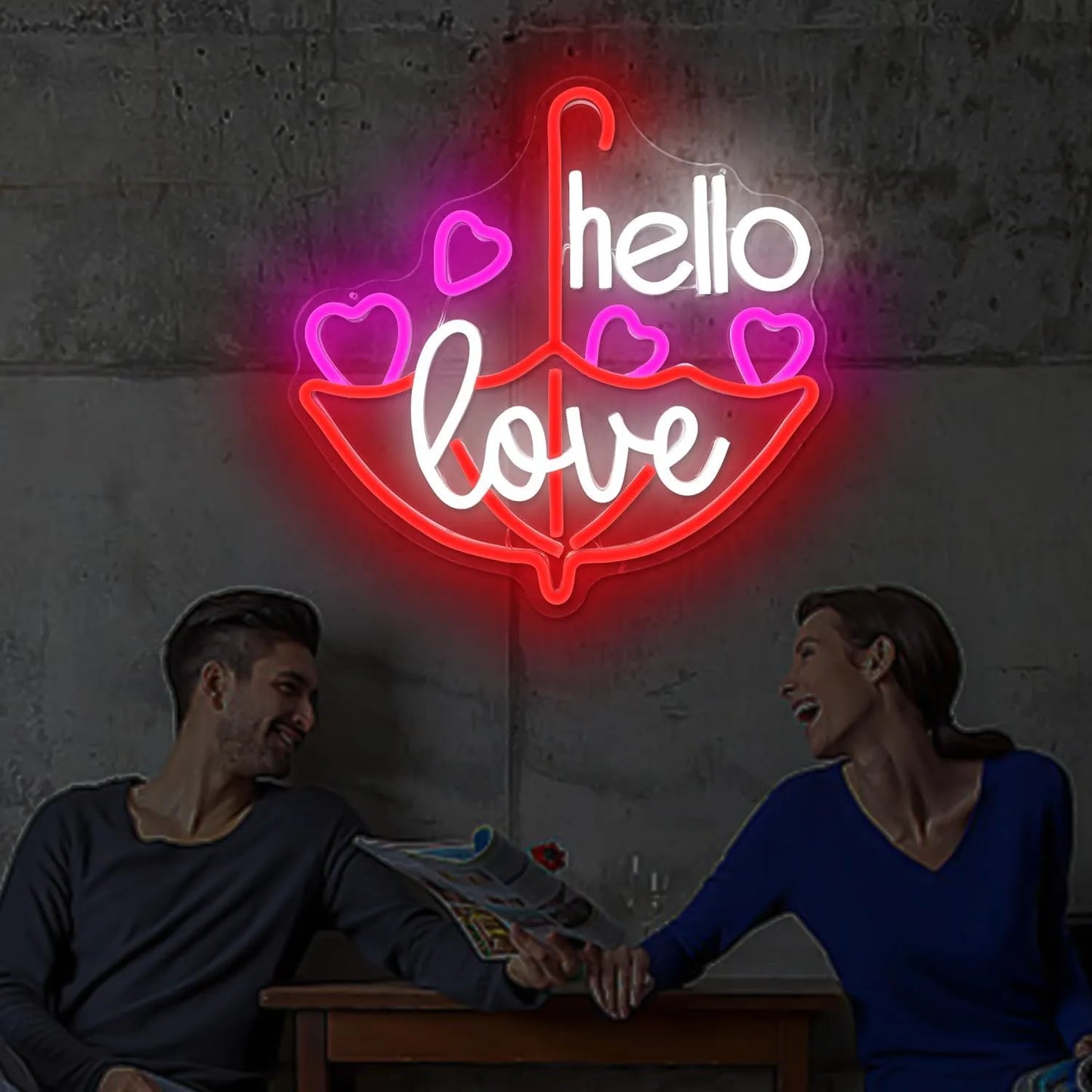 Valentine's Day Neon Sign – "Hello Love" LED Light for Wall Décor & Gifts