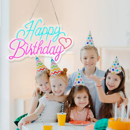 Happy Birthday Neon Sign – LED Wall Decor for Birthday Parties & Celebrations