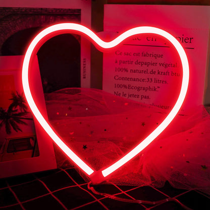 Heart Neon Sign – Red LED Light for Valentine's Day, Weddings, & Home Décor