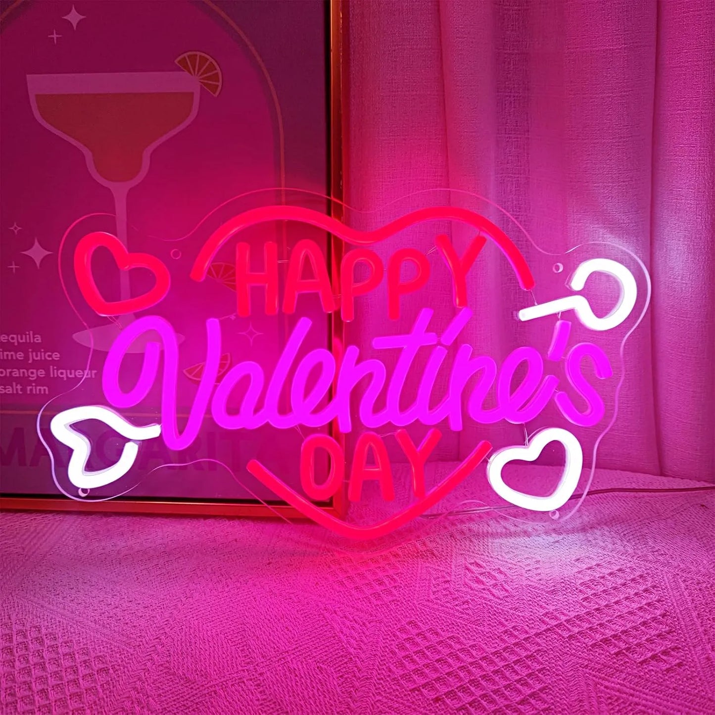 Happy Valentine's Day Neon Sign –  LED Light for Wall Décor & Celebrations