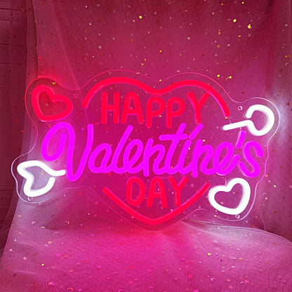 Happy Valentine's Day Neon Sign –  LED Light for Wall Décor & Celebrations