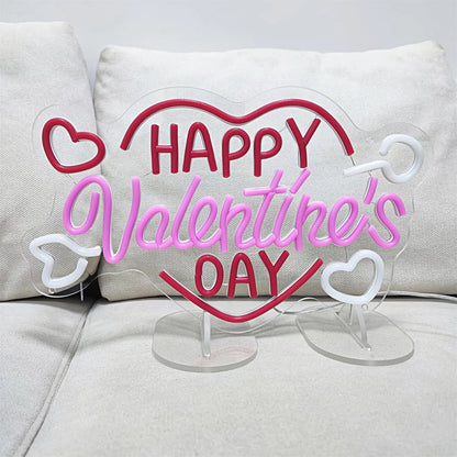 Happy Valentine's Day Neon Sign –  LED Light for Wall Décor & Celebrations