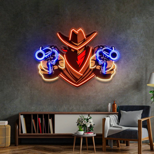 Aiming Guns LED Neon Sign Light – Pop Art Wall Decor for Game Rooms & More