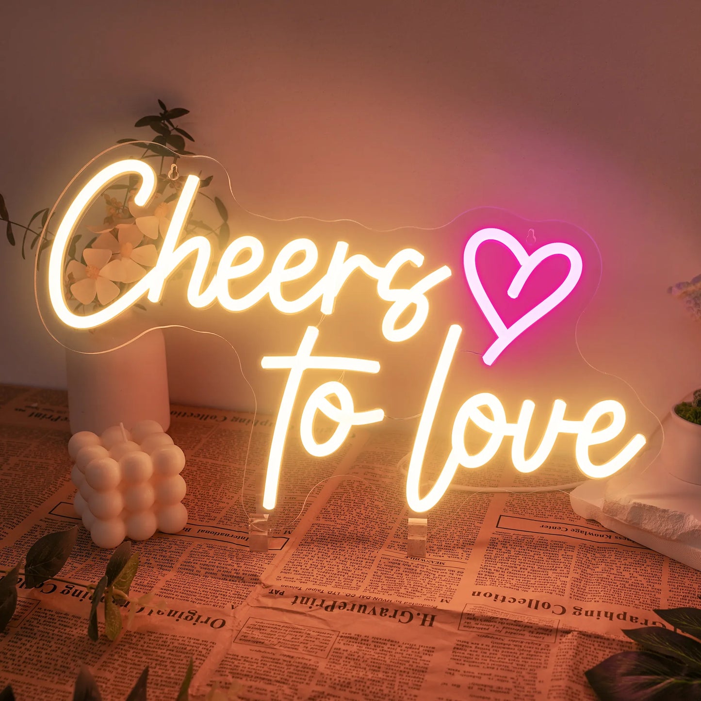 Cheers to Love Neon Sign – LED Light for Wall Décor & Gifts