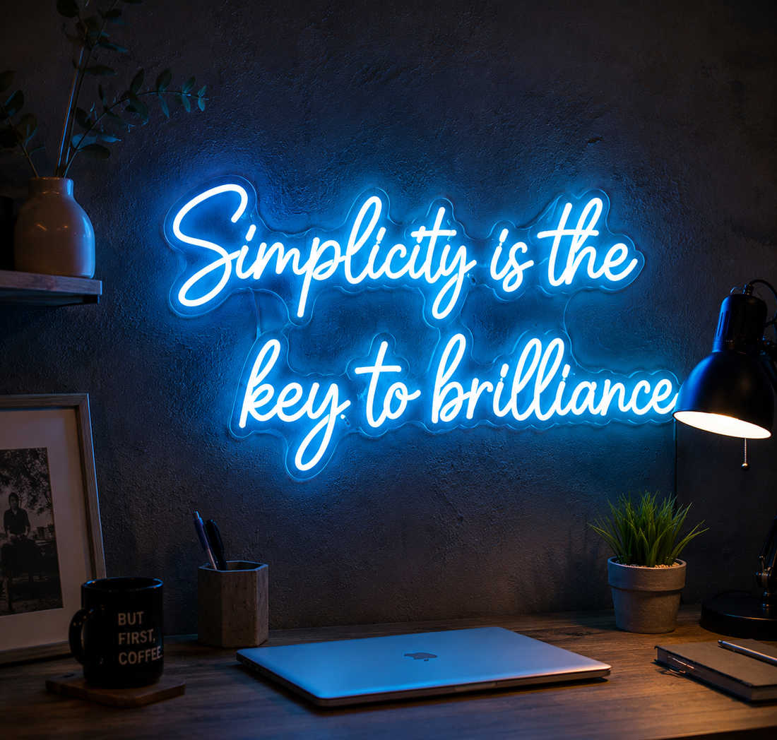 Simplicity Is the Key to Brilliance LED Neon Sign – Motivational Office Wall Light