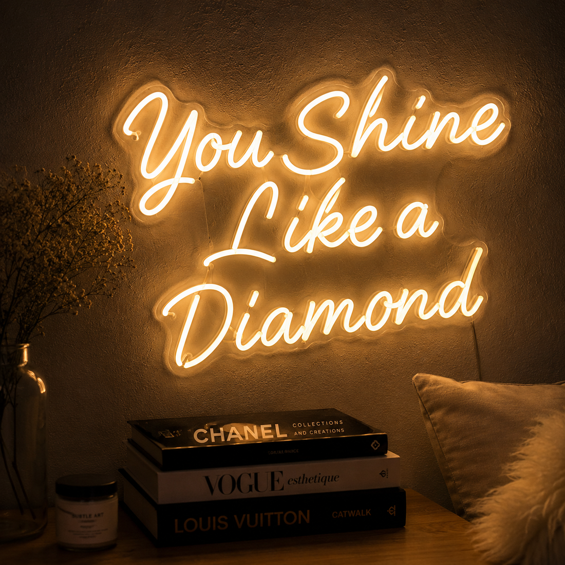 You Shine Like a Diamond LED Neon Sign – Inspirational Wall Decor Light