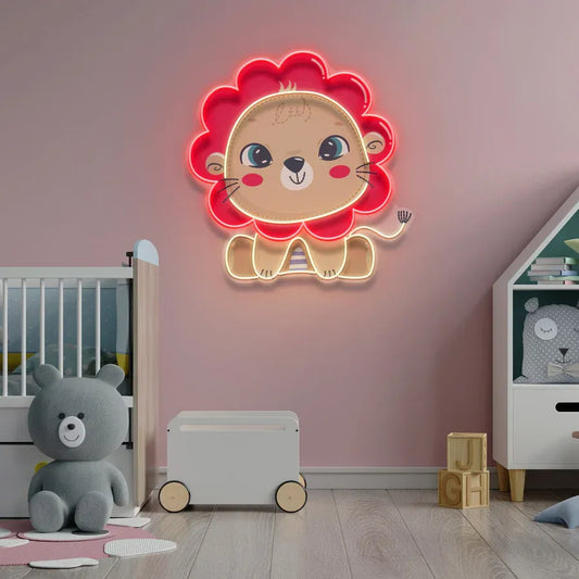 Cute Baby Lion Neon Sign – A Roaringly Adorable Glow for Kids' Rooms