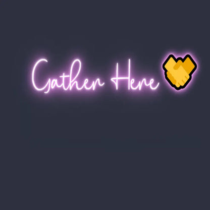 Gather Here Bar Neon Sign with Emoji