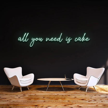 ''All you need is cake'' - LED Neon Sign-Neonsigns-45 x 90 cm-Teal-No thanks-Neon Brothers