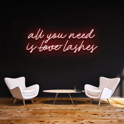 ''All you need is lashes'' - LED Neon Sign-Neonsigns-45 x 90 cm-Red-Neon Brothers