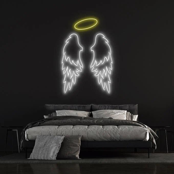 "ANGEL WINGS" MULTICOLOUR NEON SIGN-Neonsigns-45 x 90 cm-Yellow-Cut to Shape-Neon Brothers