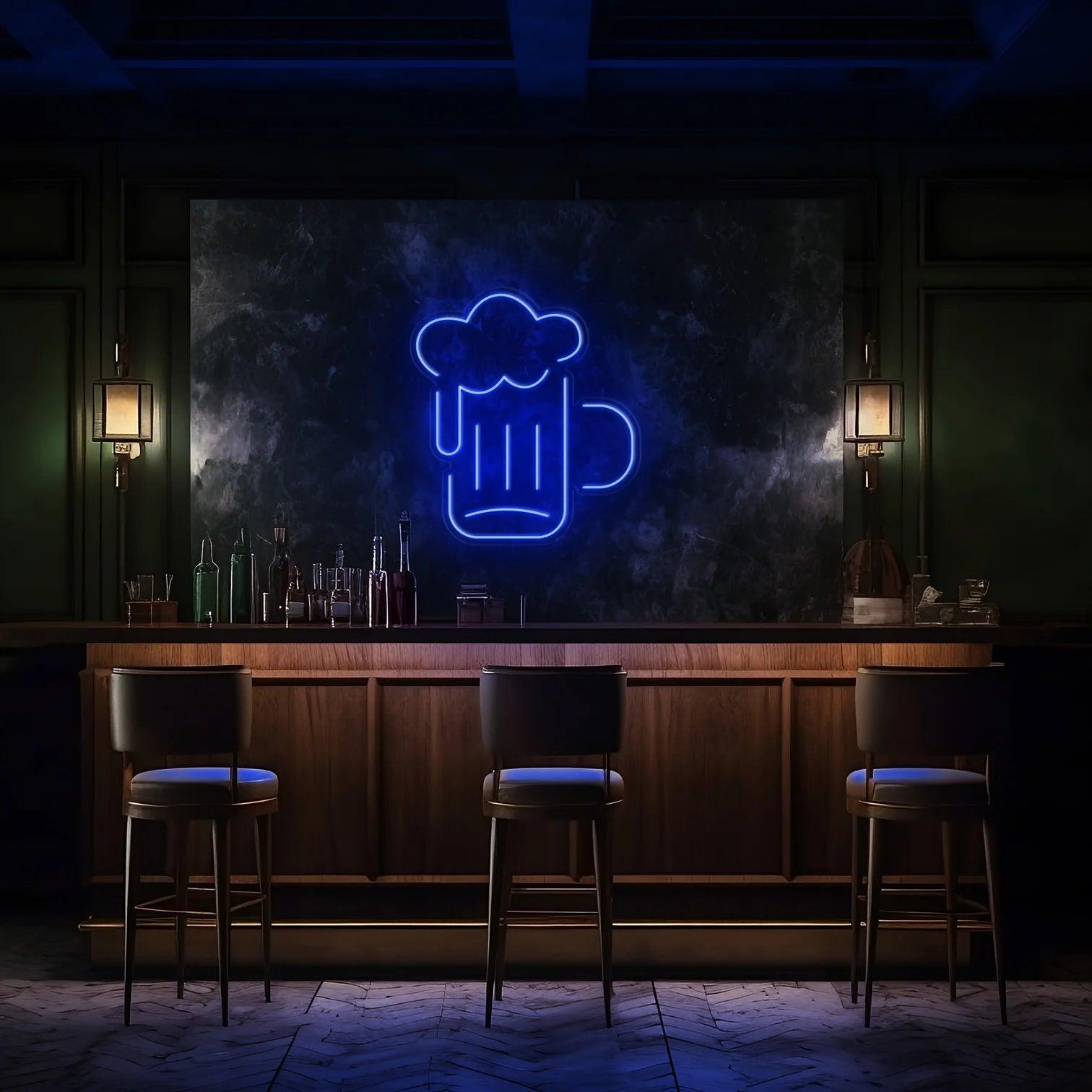 BEER GLASS LED NEON SIGN!-Neonsigns-45 x 90 cm-Dark Blue-Neon Brothers