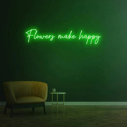 FLOWERS MAKE HAPPY - LED NEON SIGN-Neonsigns-45 x 90 cm-Green-Neon Brothers