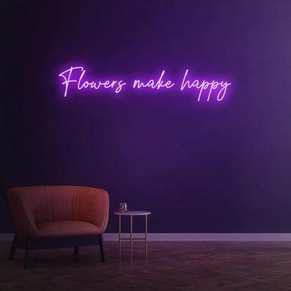 FLOWERS MAKE HAPPY - LED NEON SIGN-Neonsigns-45 x 90 cm-Purple-Neon Brothers