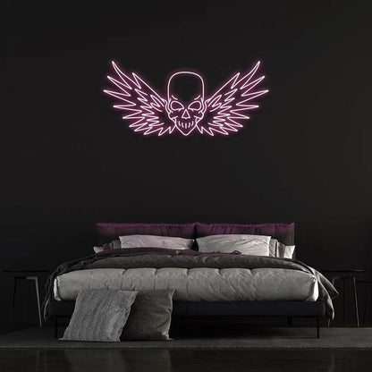 FLYING SKULL - LED NEON SIGN-Neonsigns-60 x 120 cm-Pink-Neon Brothers