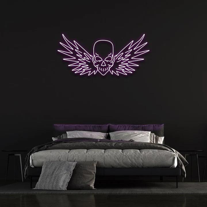 FLYING SKULL - LED NEON SIGN-Neonsigns-60 x 120 cm-Purple-Neon Brothers