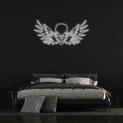 FLYING SKULL - LED NEON SIGN-Neonsigns-60 x 120 cm-White-Neon Brothers