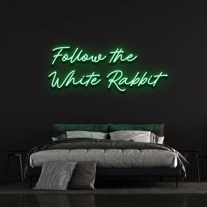 FOLLOW THE WHITE RABBIT - LED NEON SIGN-Neonsigns-45 x 90 cm-Green-Neon Brothers