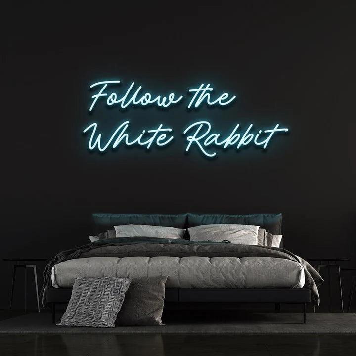 FOLLOW THE WHITE RABBIT - LED NEON SIGN-Neonsigns-45 x 90 cm-Ice Blue-Neon Brothers