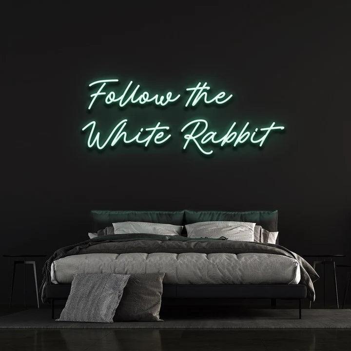 FOLLOW THE WHITE RABBIT - LED NEON SIGN-Neonsigns-45 x 90 cm-Teal-Neon Brothers