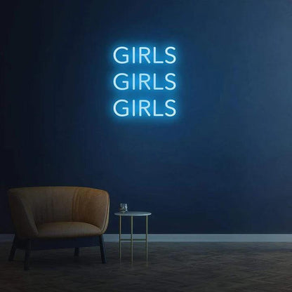 GIRLS GIRLS GIRLS - LED NEON SIGN-Neonsigns-45 x 105 cm-Ice Blue-Neon Brothers