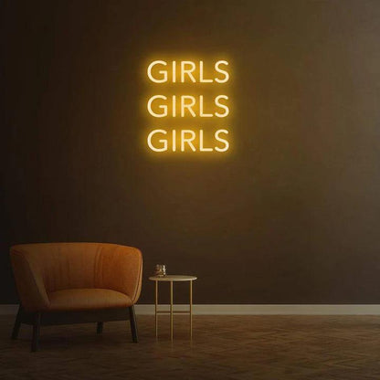 GIRLS GIRLS GIRLS - LED NEON SIGN-Neonsigns-45 x 105 cm-Orange-Neon Brothers