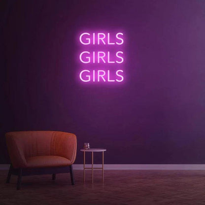 GIRLS GIRLS GIRLS - LED NEON SIGN-Neonsigns-45 x 105 cm-Pink-Neon Brothers