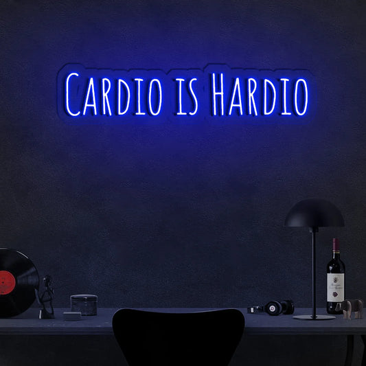 Cardio is Hardio Neon Sign | Fun LED Wall Decor for Gym, Fitness Room, and Home Workout Spaces