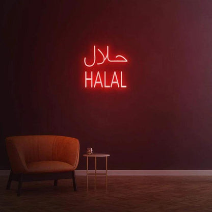 " Halal " - LED Neon Sign-Neonsigns-45x90 cm-Red-Neon Brothers