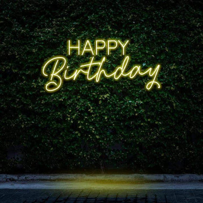 "HAPPY BIRTHDAY" NEON SIGN-Neonsigns-Yellow-45 x 90 cm-Cut to Shape-Neon Brothers