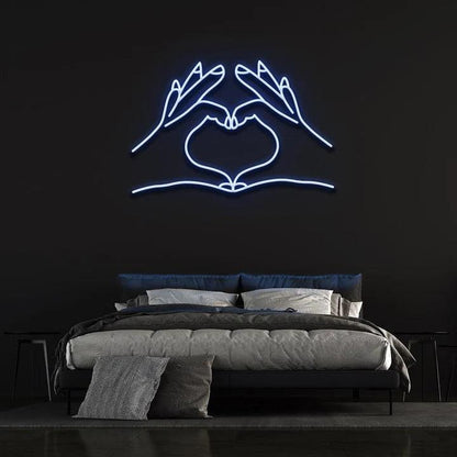 HEART HANDS - LED NEON SIGN-Neonsigns-45 x 90 cm-Blue-Neon Brothers