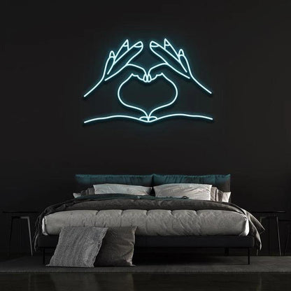 HEART HANDS - LED NEON SIGN-Neonsigns-45 x 90 cm-Ice Blue-Neon Brothers