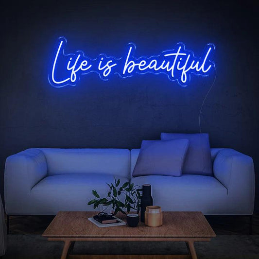 LIFE IS BEAUTIFUL - LED NEON SIGN-Neonsigns-45 x 90 cm-Blue-Neon Brothers