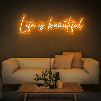 LIFE IS BEAUTIFUL - LED NEON SIGN-Neonsigns-45 x 90 cm-Orange-Neon Brothers