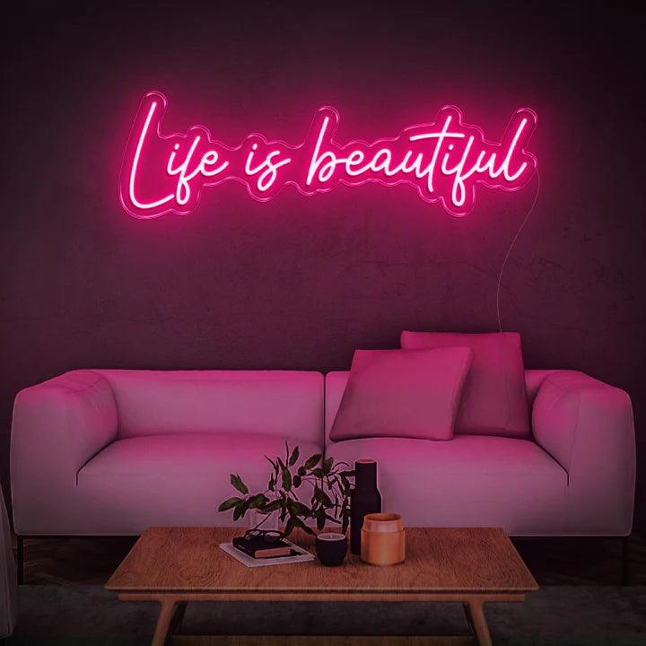 LIFE IS BEAUTIFUL - LED NEON SIGN-Neonsigns-45 x 90 cm-Pink-Neon Brothers