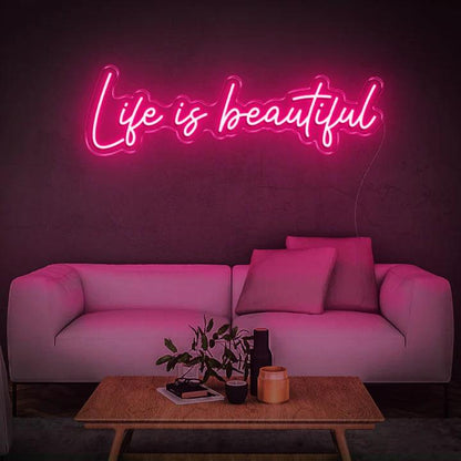 LIFE IS BEAUTIFUL - LED NEON SIGN-Neonsigns-45 x 90 cm-Pink-Neon Brothers